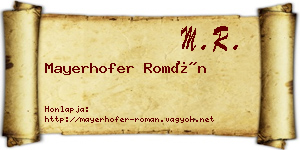 Mayerhofer Román névjegykártya
